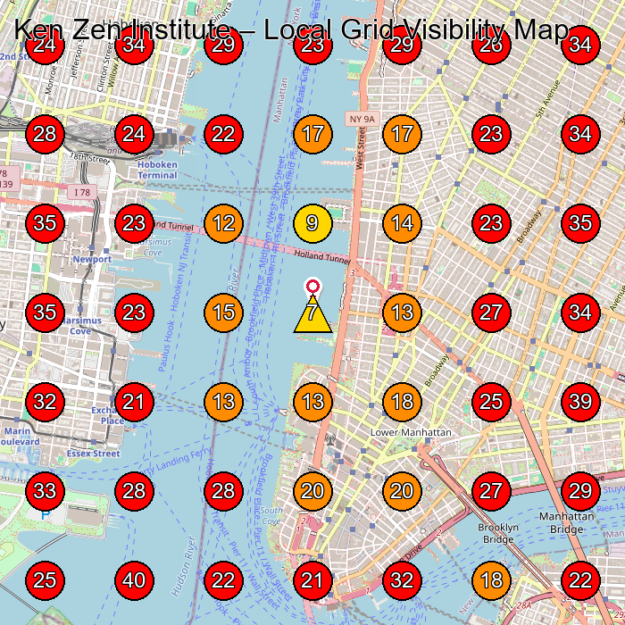Ken Zen Institute GeoGrid visibility map for Martial Arts School in New York